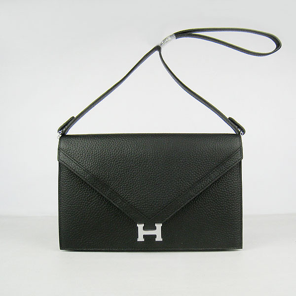 Hermes Message Bag Black With Silver Hardware
